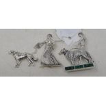 Two silver Art Deco style dog brooches Modern