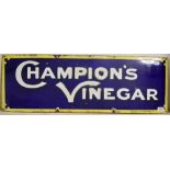 An early 20th century enamel advertising sign, CHAMPION'S VINEGAR, 91 cm wide