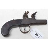 An early 19th century flintlock muff type pistol, Hill, London, 15 cm