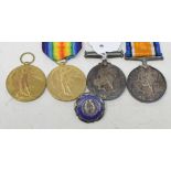 A family medal group, comprising a British War Medal and Victory Medal pair, awarded to Sister EM