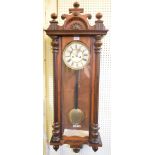 A Vienna type wall clock, having a 20 cm diameter Roman numeral ivorine dial, in a mahogany case,