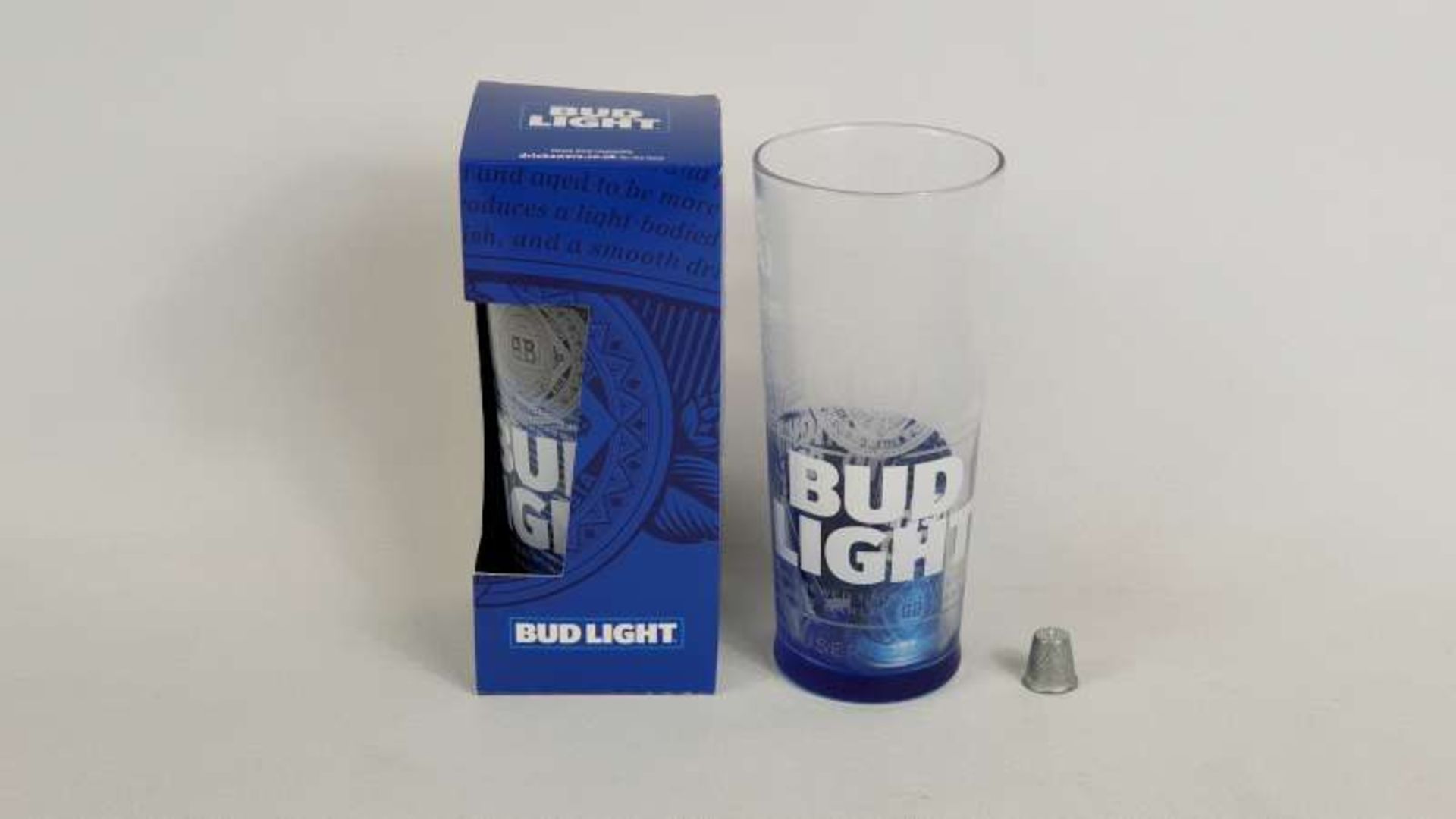 144 X BUD LIGHT PINT GLASSES IN 6 BOXES