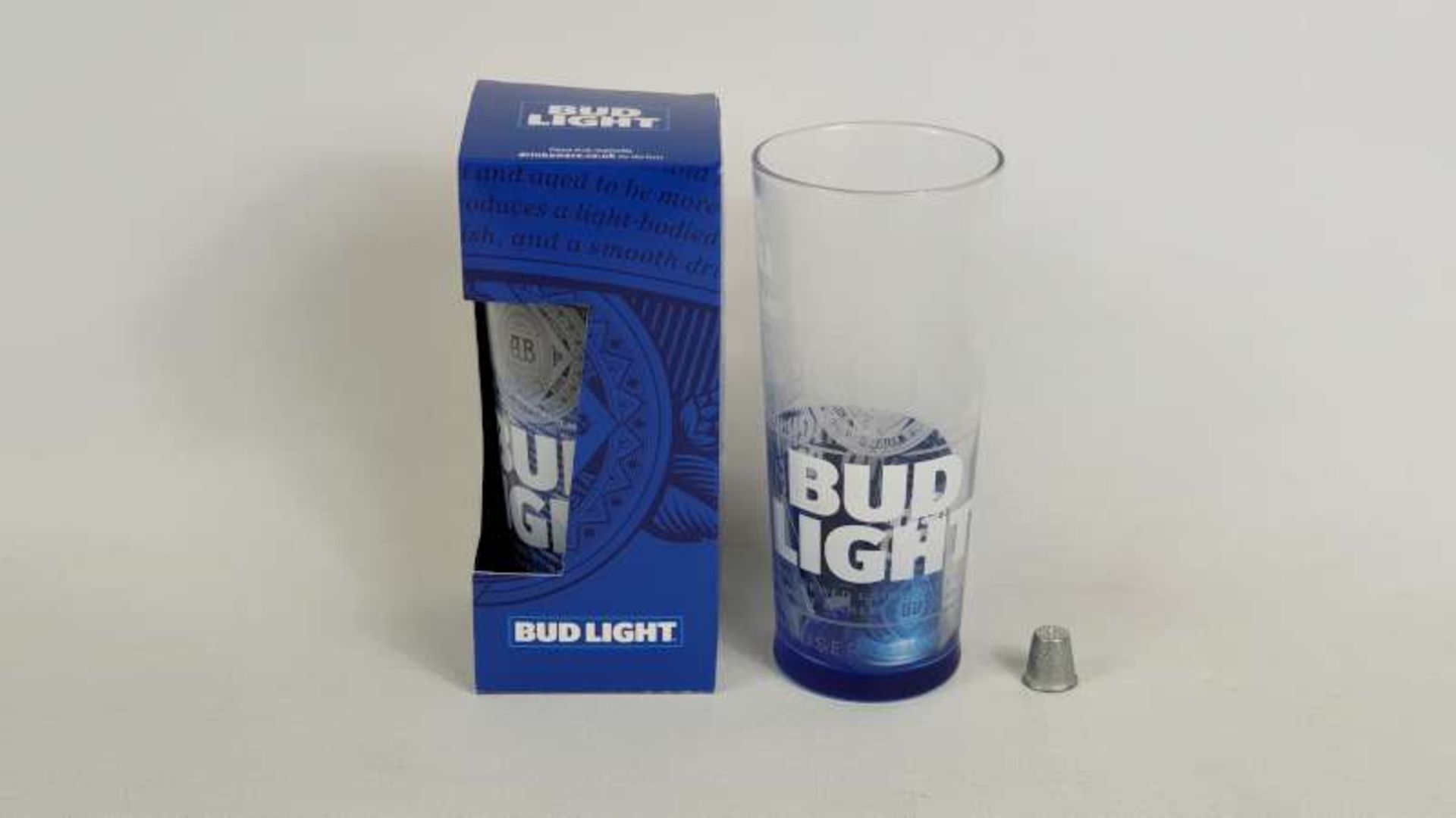 144 X BUD LIGHT PINT GLASSES IN 6 BOXES