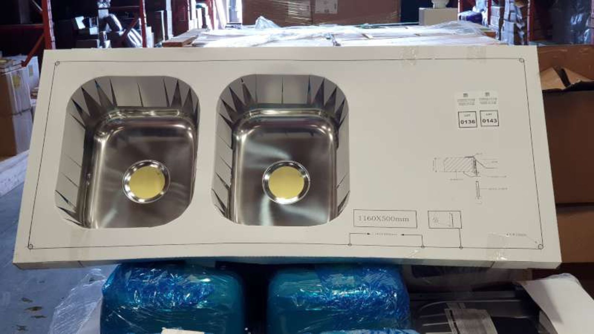 3 X BRAND NEW STAINLESS STEEL KORONA 2.0 BOWL AND DRAINER SIZE 1160 X 550 MM