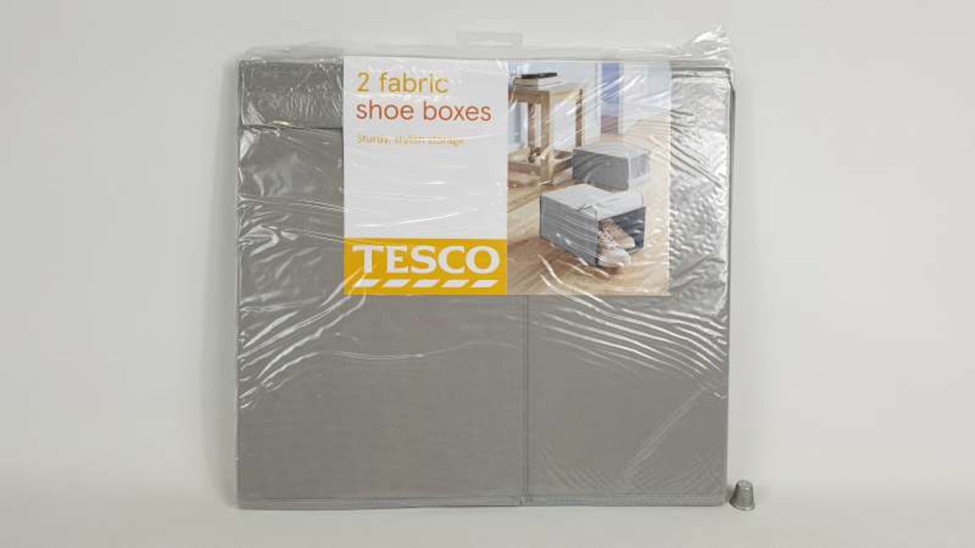 60 X GREY FABRIC SHOE BOXES IN 5 BOXES
