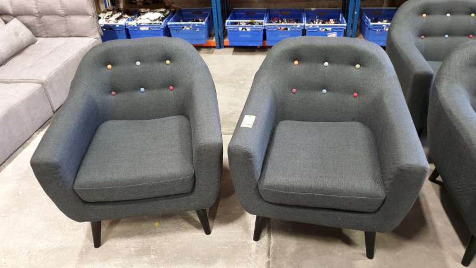 PAIR FABRIC BUTTON BACK TUB CHAIR