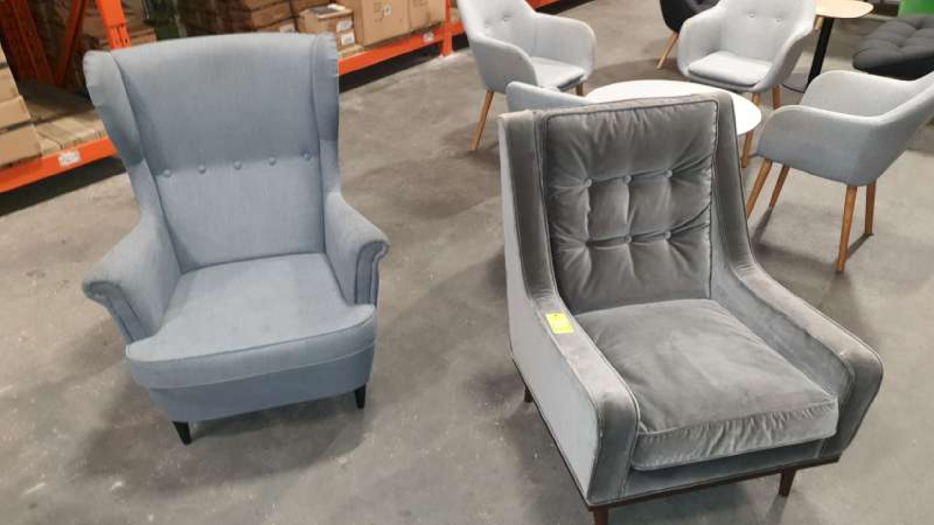 2 X GREY FABRIC ARM CHAIRS