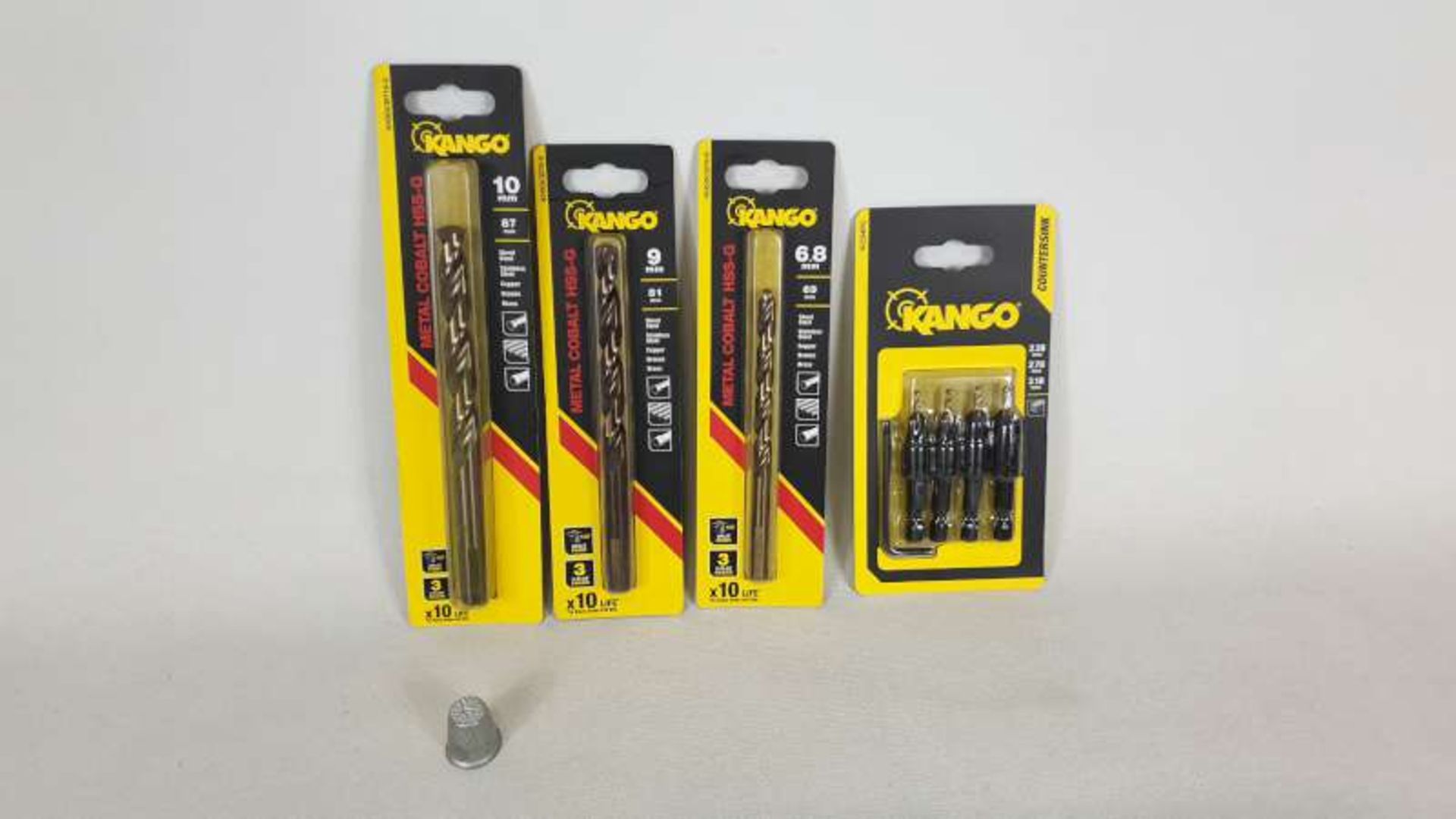 60 X PACKS OF KANGO DRILL ACCESSORIES IE 6.8MM / 9MM / 10MM DRILL BITS, PACKS OF 4 COUNTERSINK DRILL