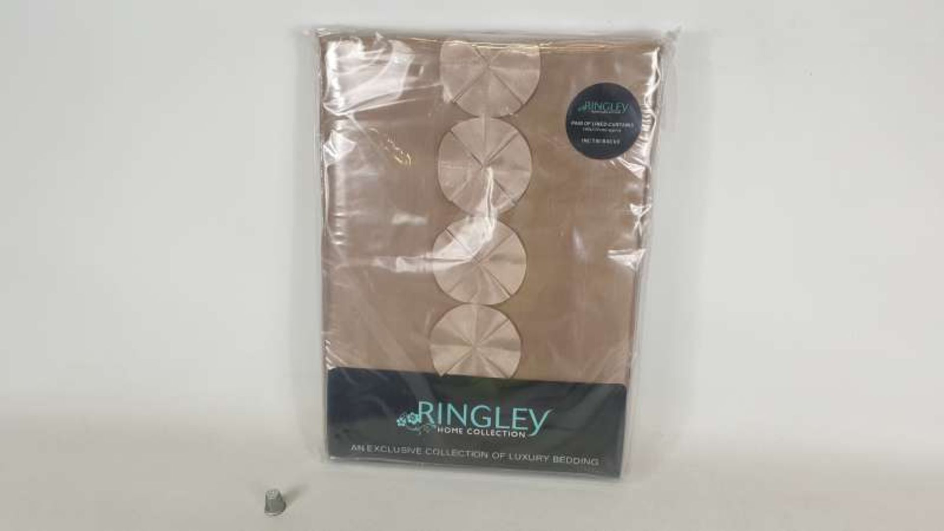 18 X BRAND NEW PAIRS OF RINGLEY CURTAINS WITH TIE BACKS SIZE 168 X 137 CM IN 2 BOXES