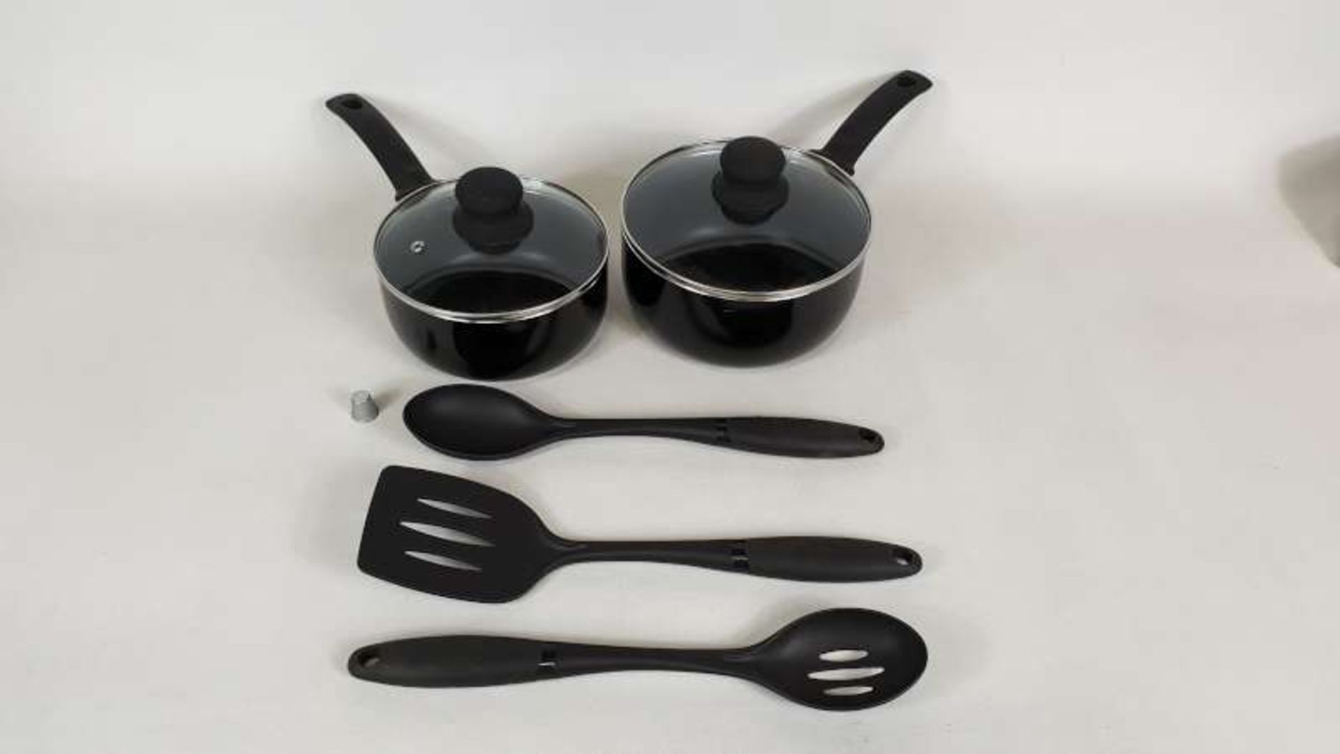 10 X BRAND NEW RUSSELL HOBBS PAN AND UTENSILS SETS, EACH SET CONTAINS 2 X PANS WITH LIDS AND 3 X