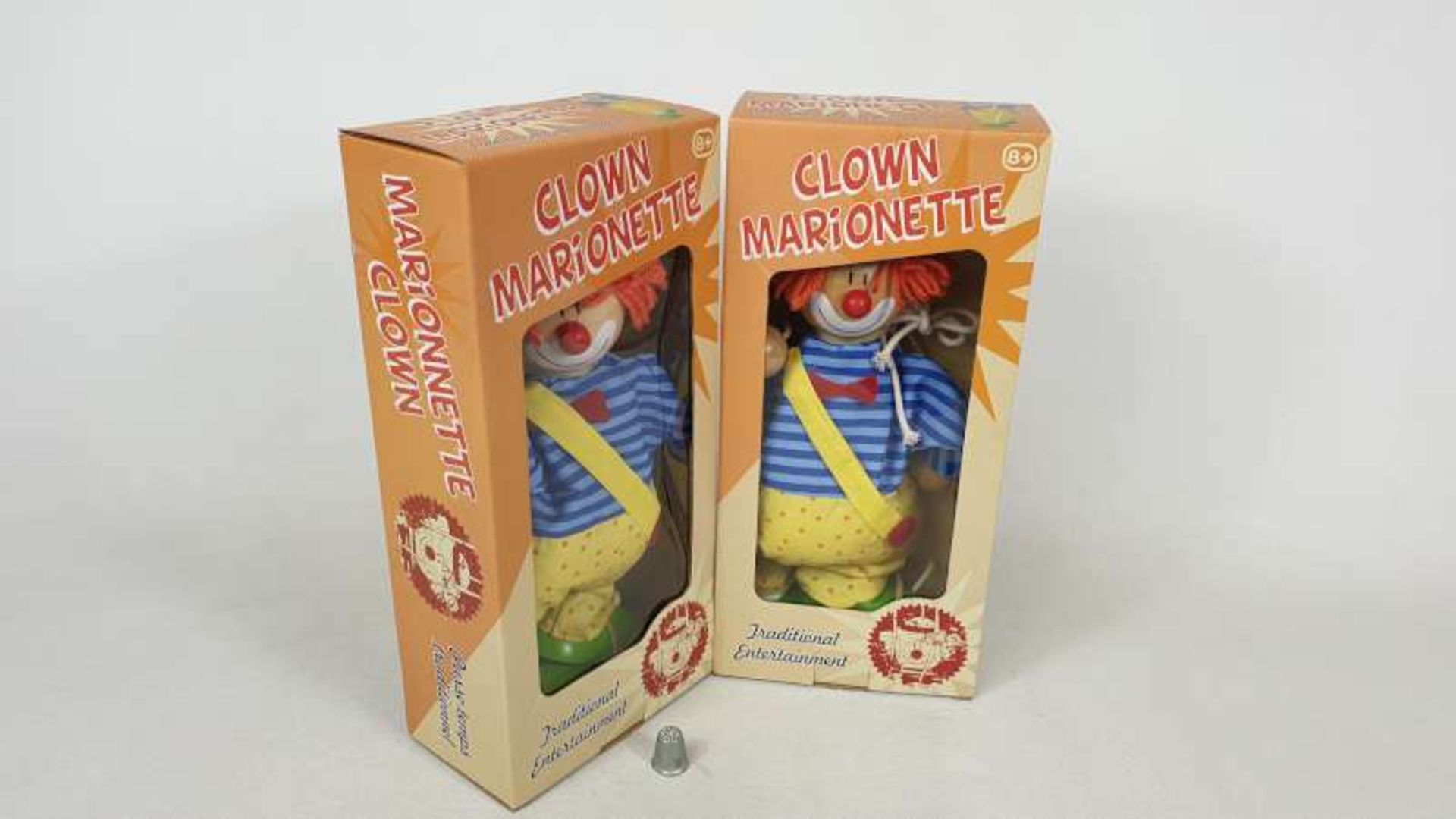 40 BOXED WOODEN CLOWN MARIONETTE IN 2 BOXES