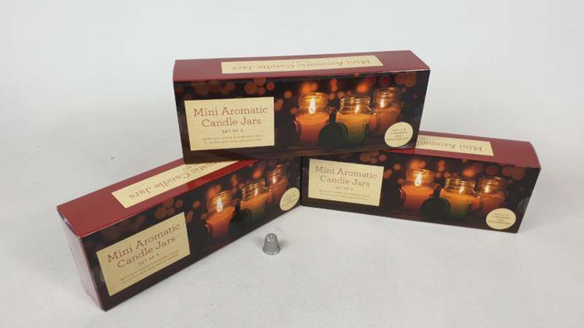 48 X SETS OF 3 MINI AROMATIC CANDLE JARS IN 4 BOXES
