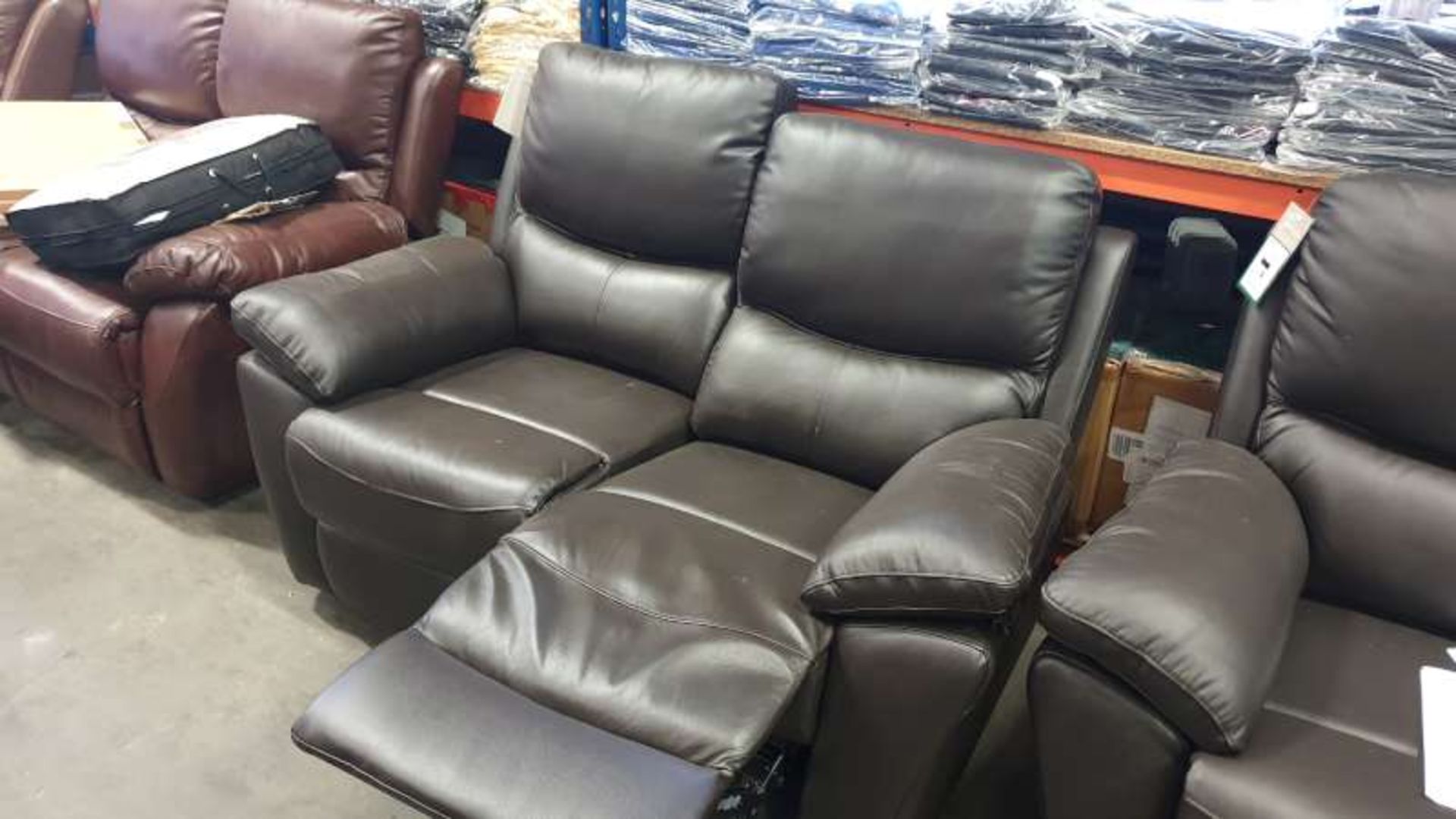 BRAND NEW BOXED LEATHER AREZZO 2 SEATER RECLINER CHOCOLATE COLOURED SOFA