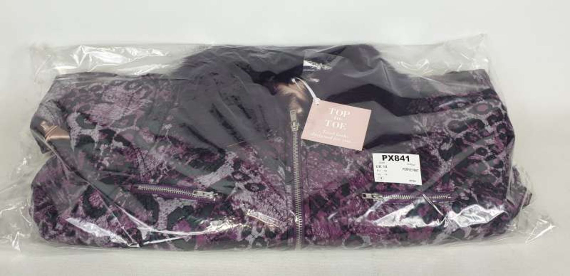 28 X PURPLE PRINT 2 IN 1 JACKETS SIZE 18 IN 4 BOXES