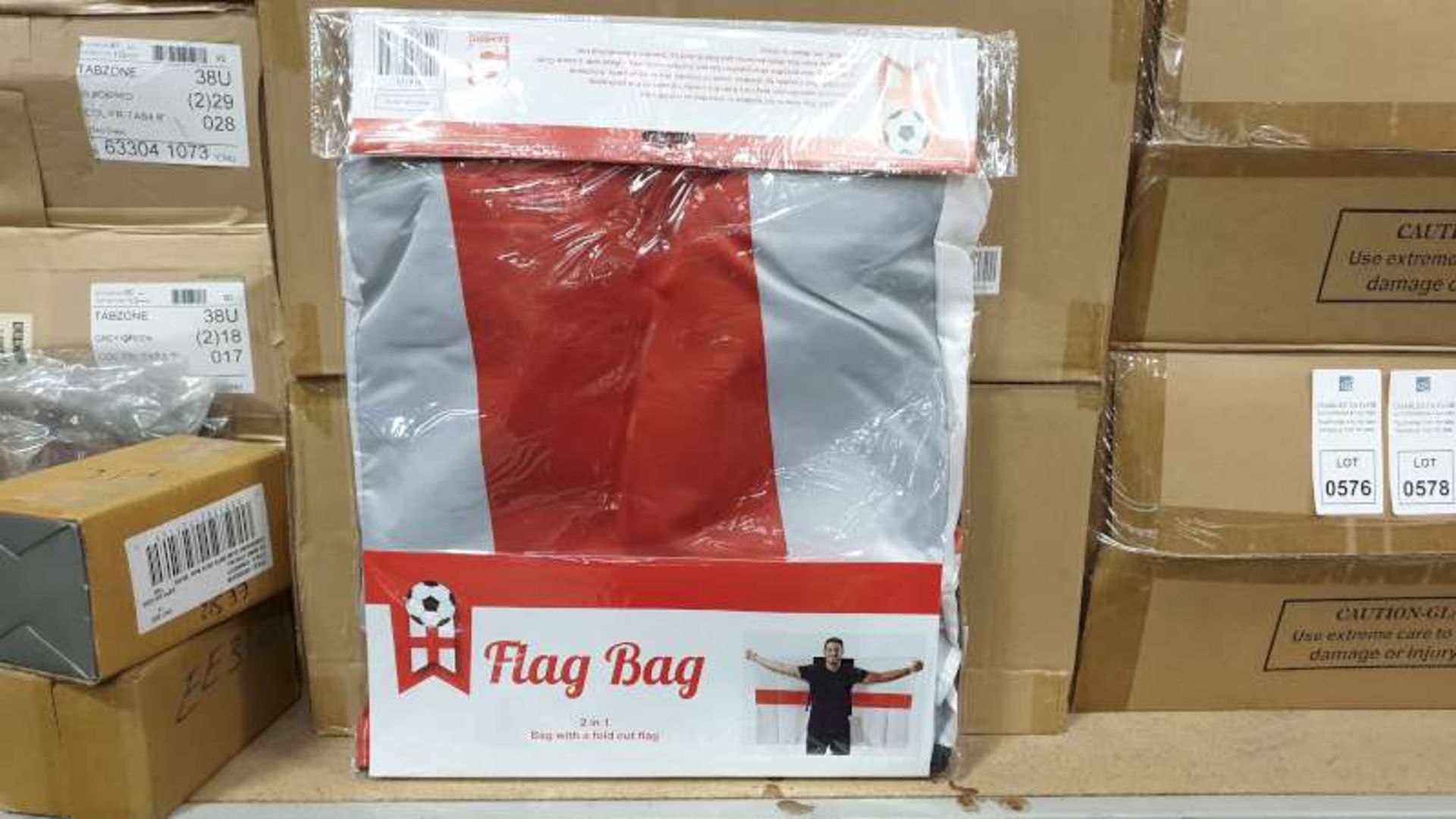 144 X ENGLAND FLAG BAGS IN 6 BOXES