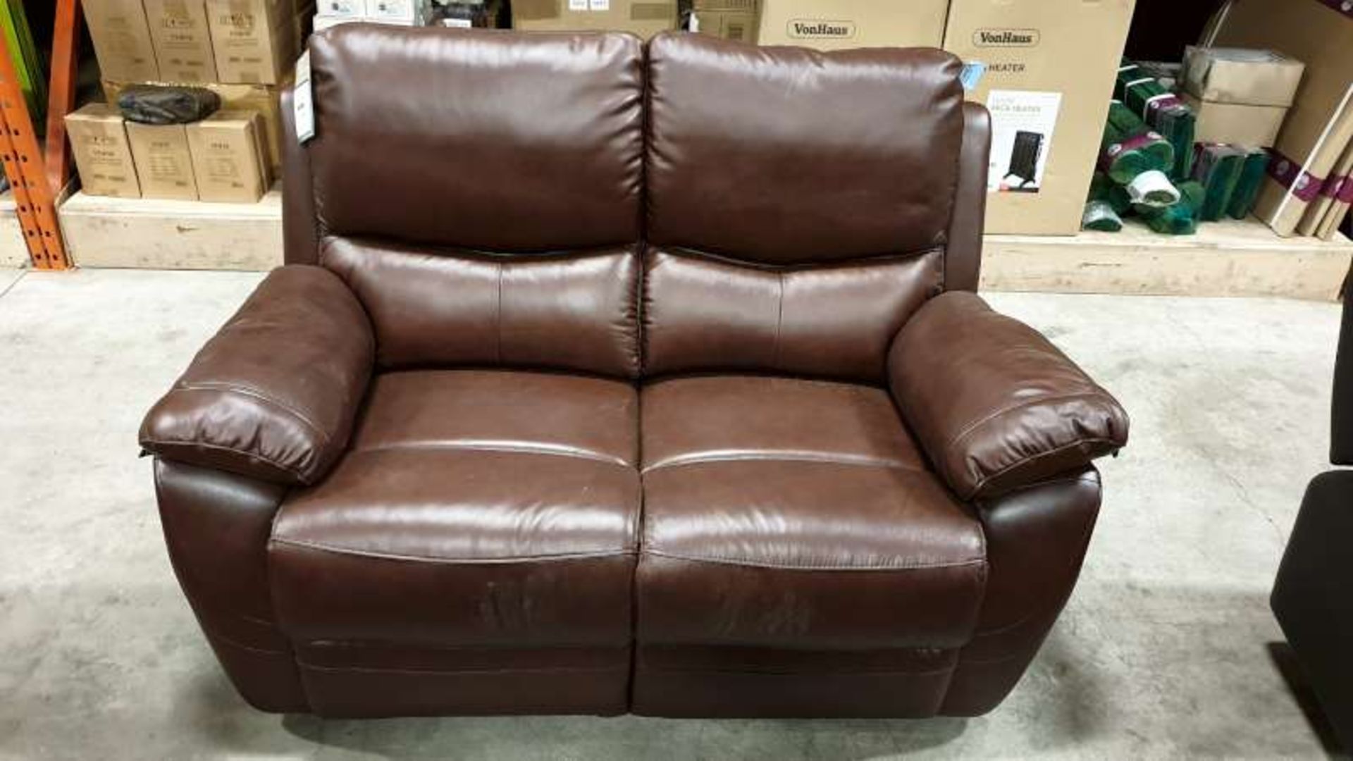 BRAND NEW BOXED LEATHER BENTLEY 2 SEATER RECLINER CHOCOLATE COLOURED SOFA