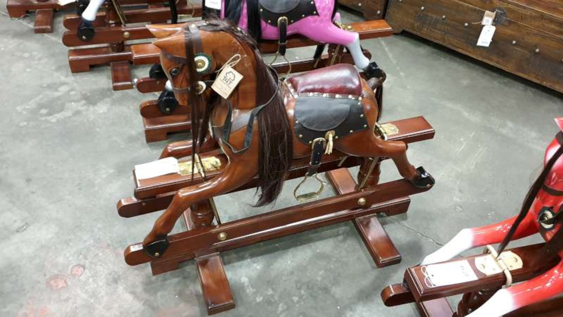 BRAND NEW SOLID TEAK WOODEN ROCKING HORSE 110 X 45 X 90CM APPROX RRP £695