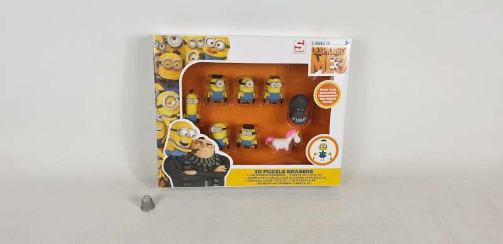 36 X DESPICABLE ME 8 PACK 3D PUZZLE ERASERS IN 3 BOXES