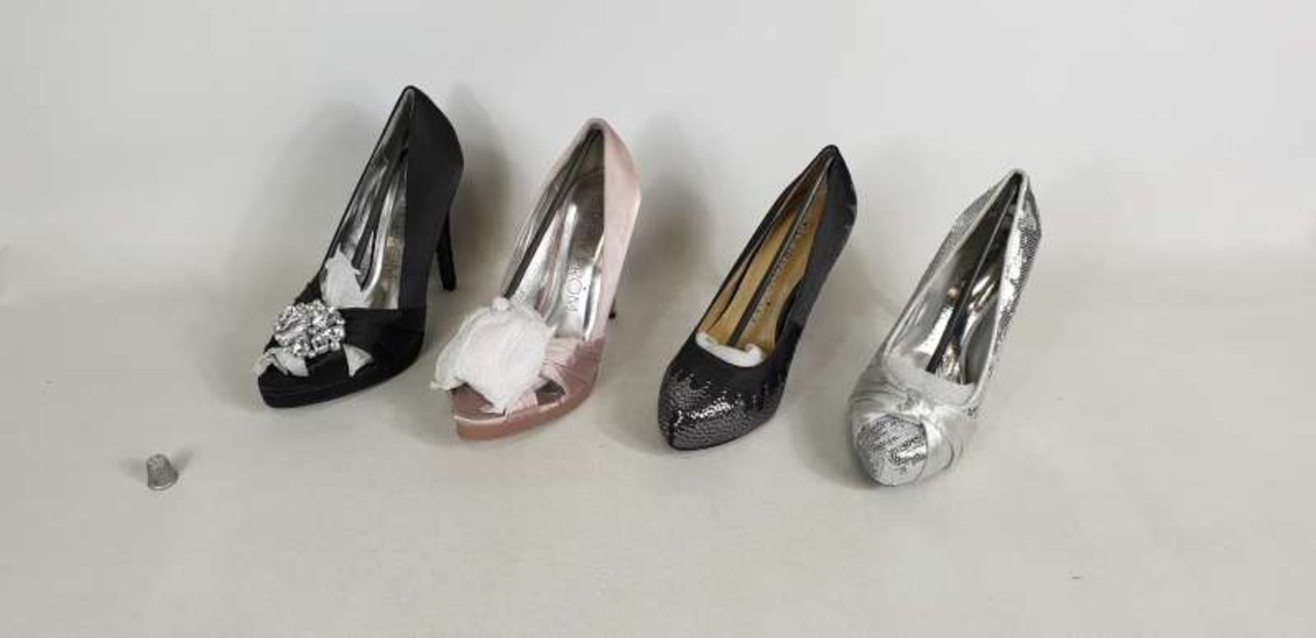 36 X RUBY PROM SHOES IN VARIOUS SIZES AND COLOURS