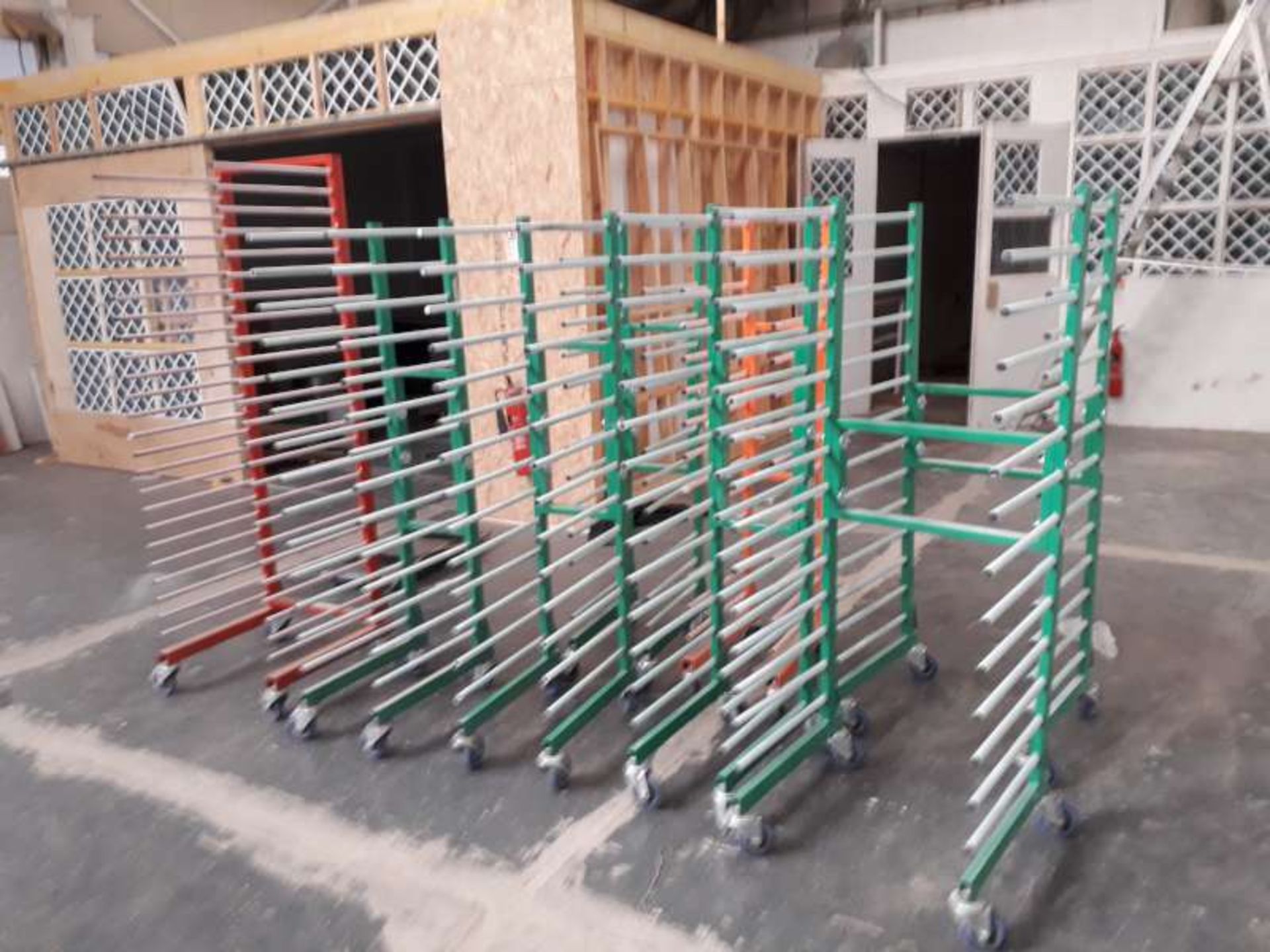 18 VARIOUS SIZE /COLOUR, SHEET MOBILE TROLLY RACKS. - Image 2 of 3