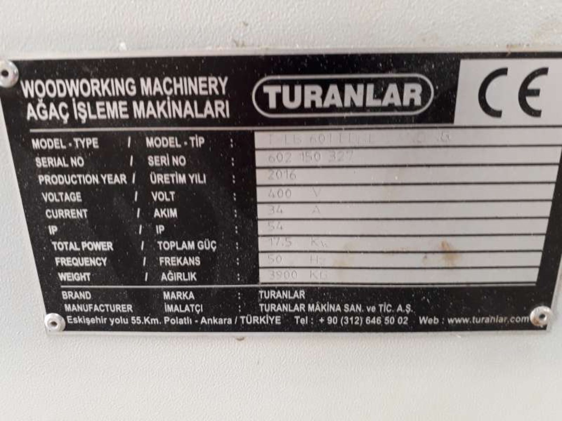 TURANULAR EDGE T-EB601 EDGE BANDING MACHINE SERIAL NO 602150327 400V Y.O.M 2016 - Image 3 of 3