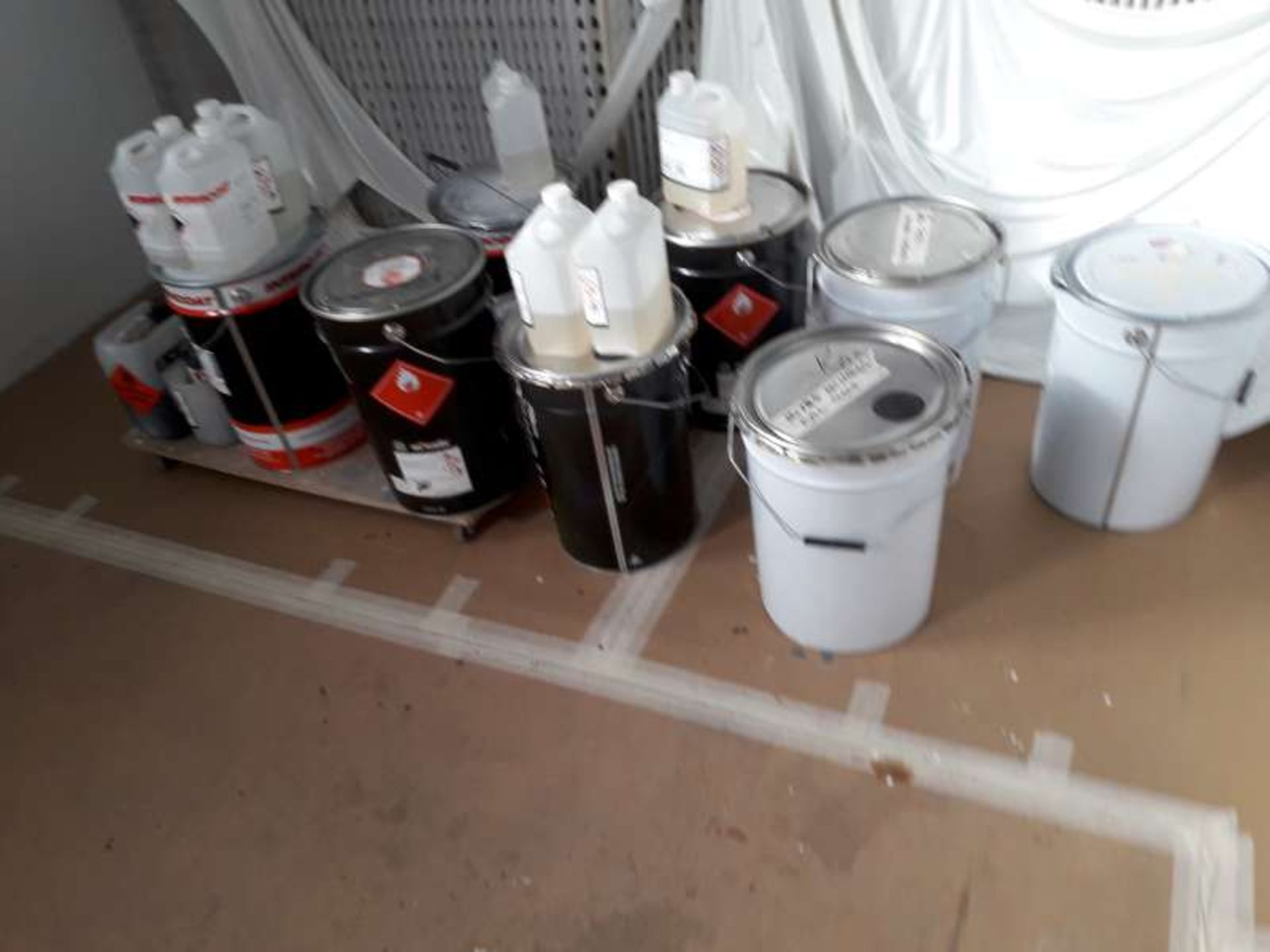 13 X VARIOUS SIZE CONTAINERS OF COATINGS AND THINNERS. - Image 2 of 3