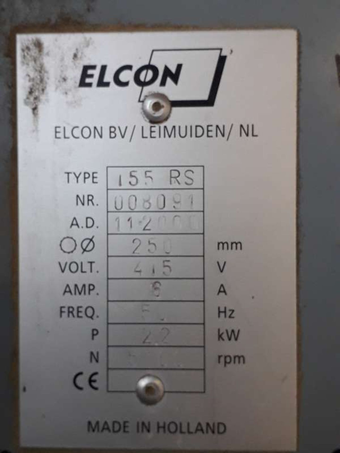 ELCON WALL SAW VERTICAL, TYPE 155RS NR008091. Y.O.M 2000, 415V. - Image 2 of 3