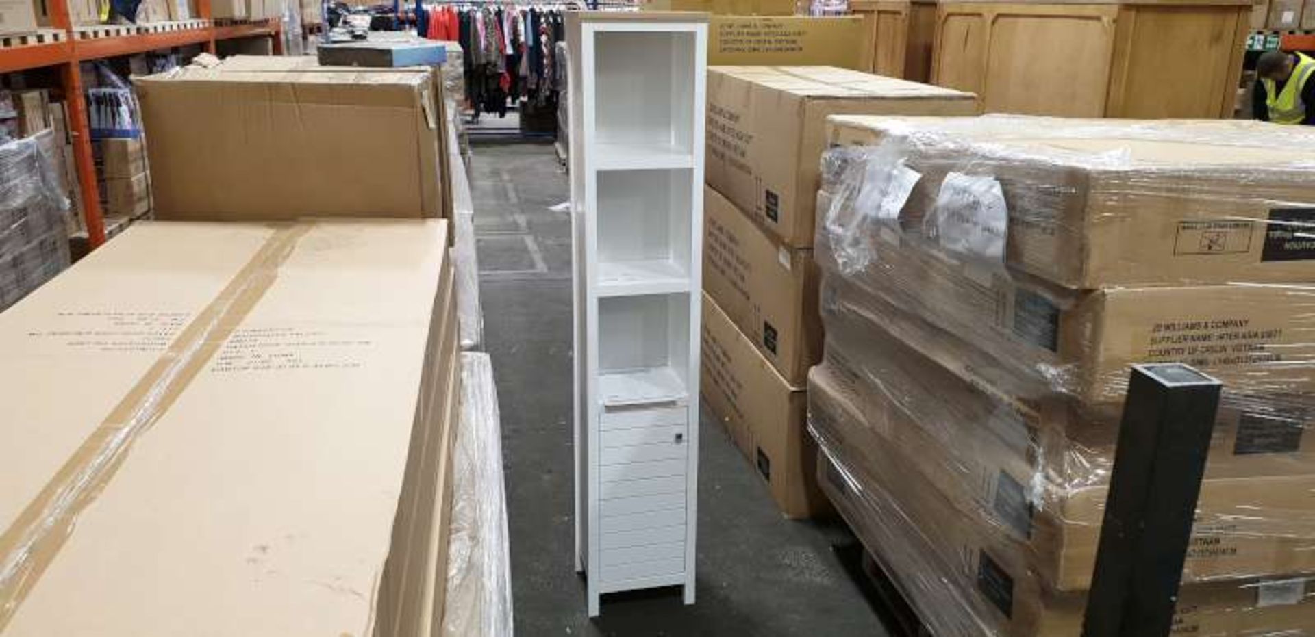 3 X BRAND NEW BOXED WHITE HAVEN TALL BOY CUPBOARD SIZE W 35 CM, D 30 CM, H177 CM