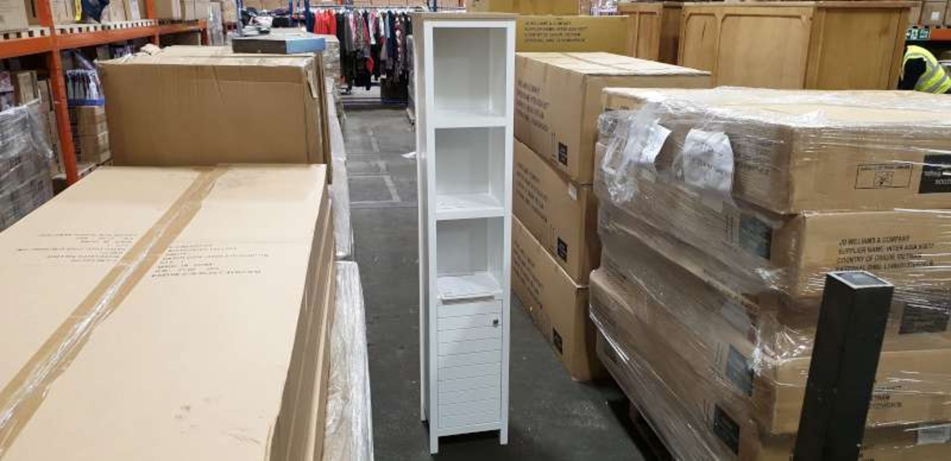 3 X BRAND NEW BOXED WHITE HAVEN TALL BOY CUPBOARD SIZE W 35 CM, D 30 CM, H177 CM