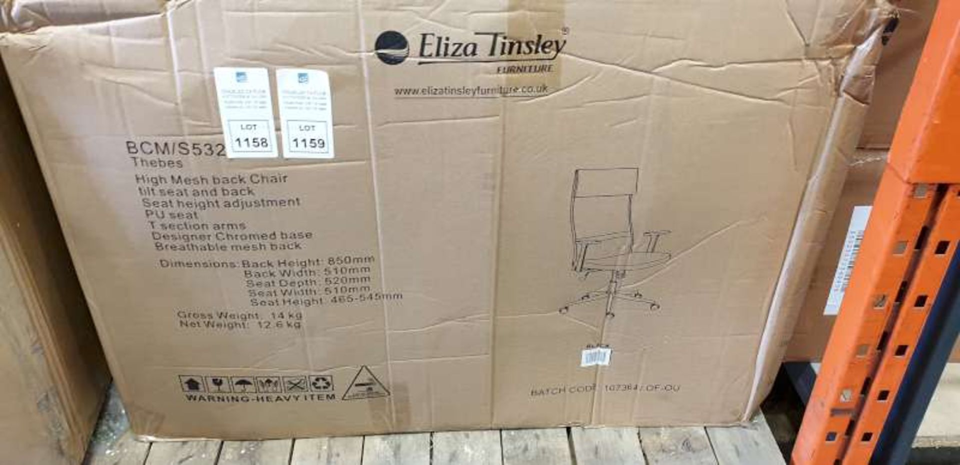3 X BRAND NEW BOXED ELIZA TINSLEY HIGH MESH BACK OFFICE CHAIRS