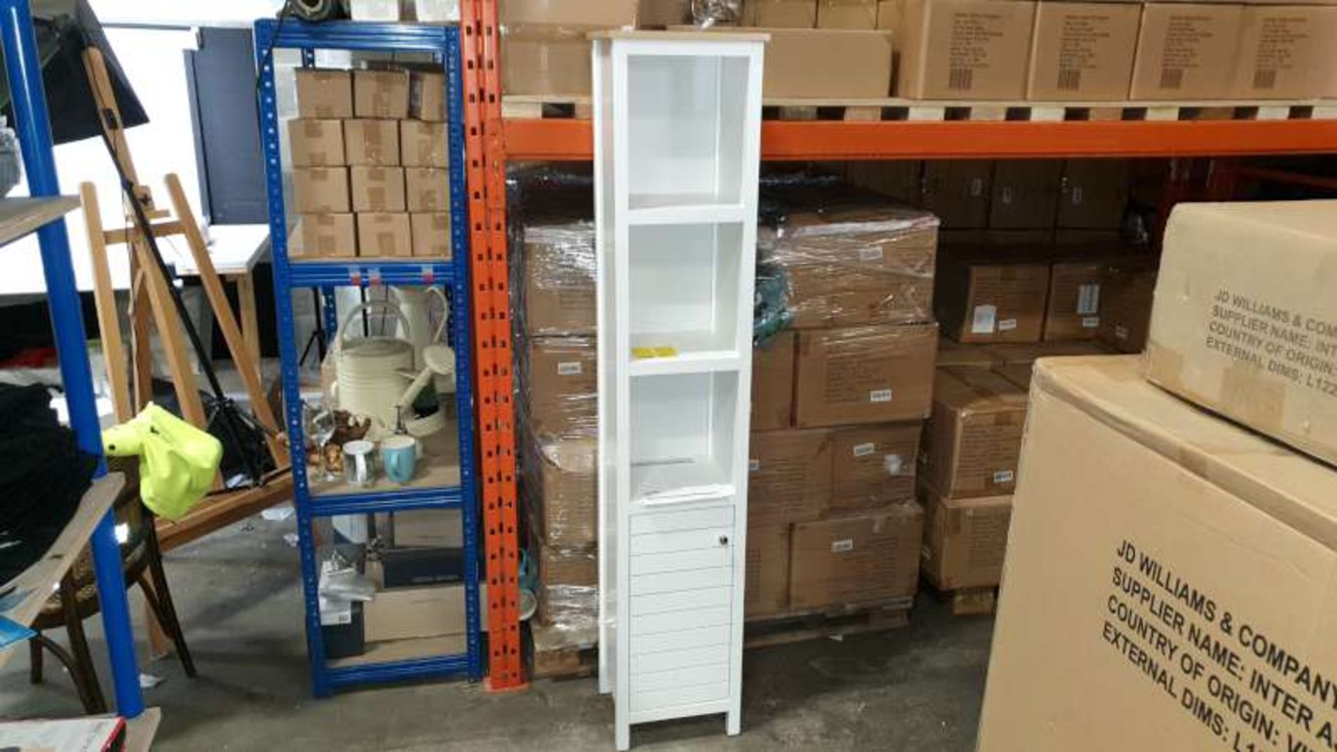 3 X BRAND NEW BOXED WHITE HAVEN TALL CUPBOARD SIZE W35 CM X D30 CM X H117 CM