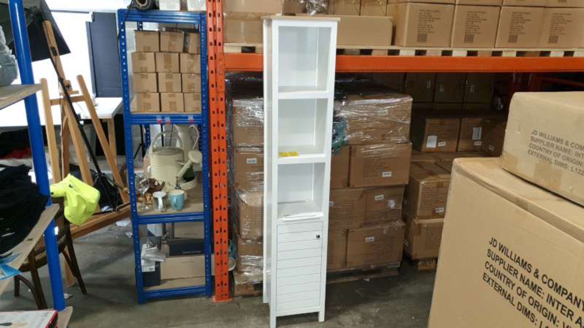 3 X BRAND NEW BOXED WHITE HAVEN TALL CUPBOARD SIZE W35 CM X D30 CM X H117 CM