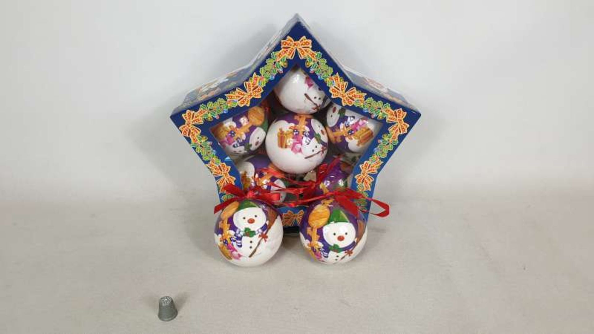 48 X SETS OF 6 SNOWMAN CHRISTMAS TREE BAUBLES IN DECORATIVE STAR BOX IN 3 BOXES