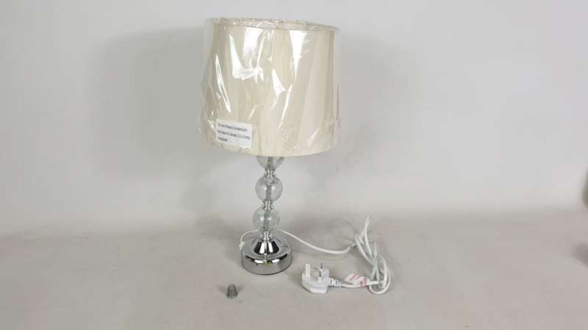 12 X BRAND NEW BOXED CRACKLE GLASS BALL TOUCH TABLE LAMP WITH CREAM COLOURED SHADE IN 2 BOXES