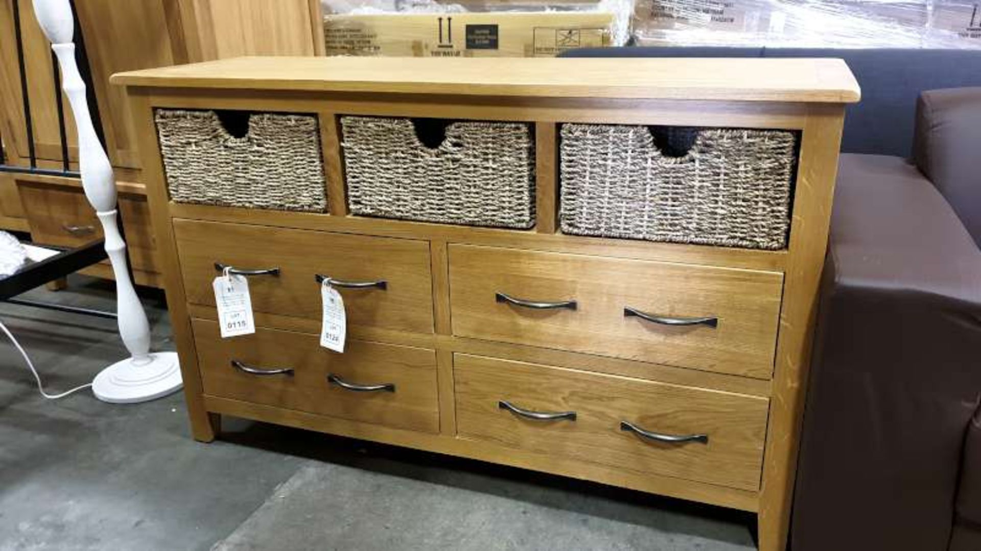 BRAND NEW BOXED DORSET 3 OVER 4 CHEST OF DRAWERS SIZE L 1250MM X W400MM X H780MM IN 1 BOX