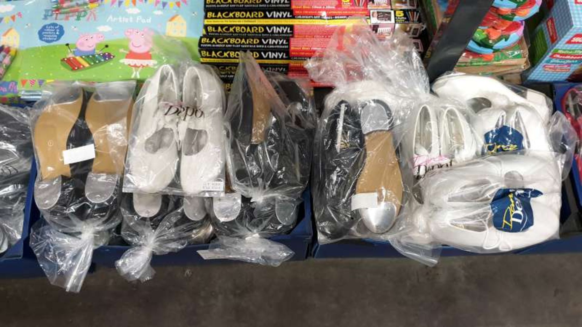 50 X BRAND NEW DANCE SHOES/PUMPS IN VARIOUS STYLES AND SIZES IN 2 BOXES