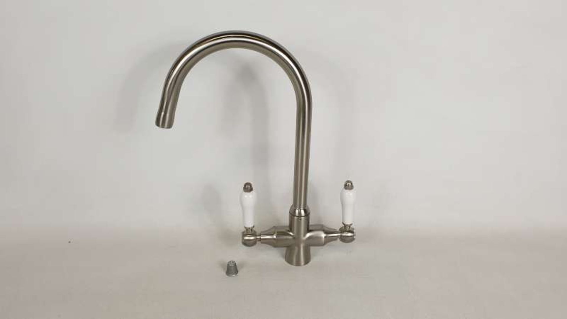 3 X COLONIAL BRUSHED STAINLESS STEEL DUAL LEVER TAPS - 36CM HIGH (TP1024)