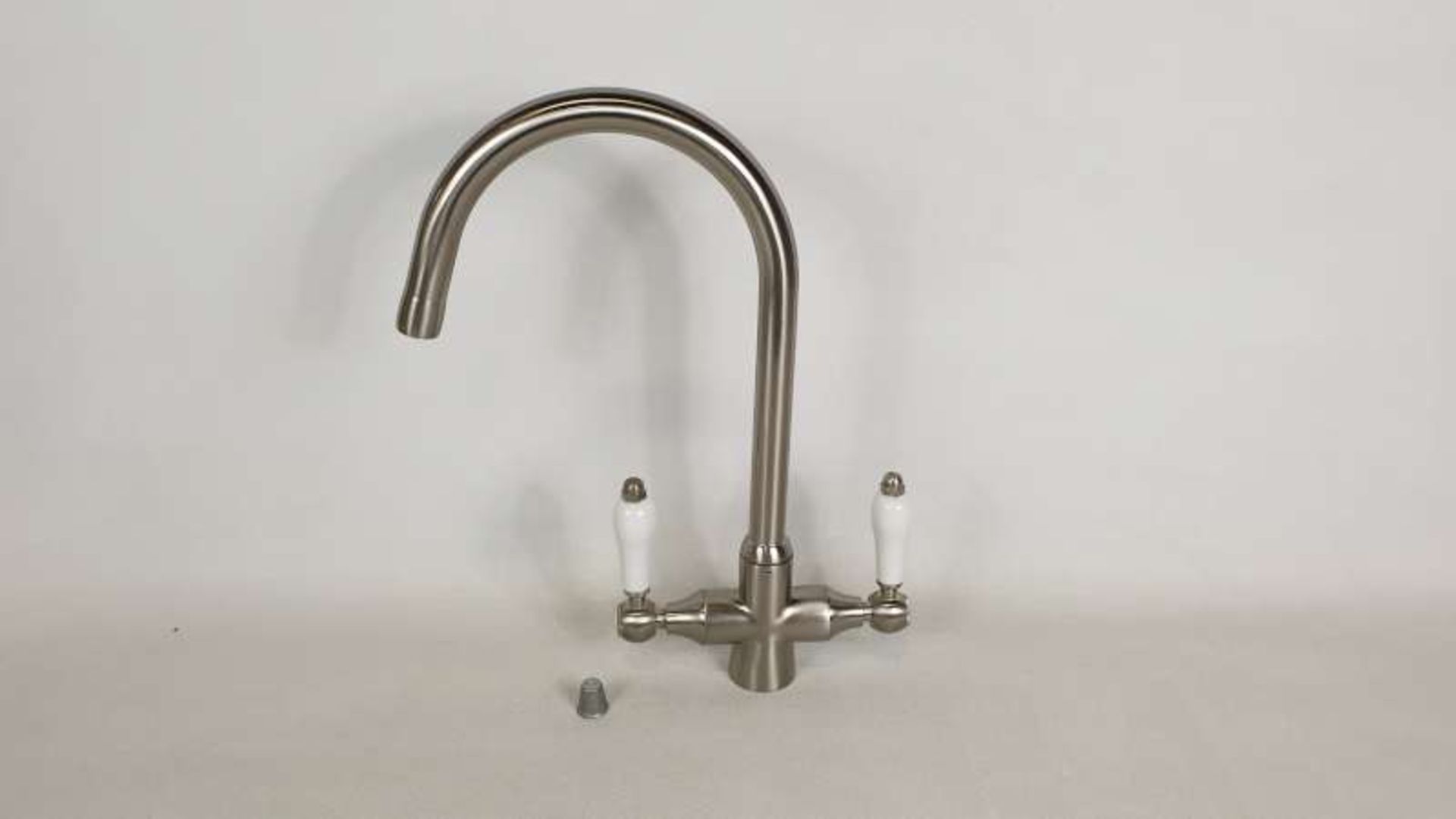 3 X COLONIAL BRUSHED STAINLESS STEEL DUAL LEVER TAPS - 36CM HIGH (TP1024)