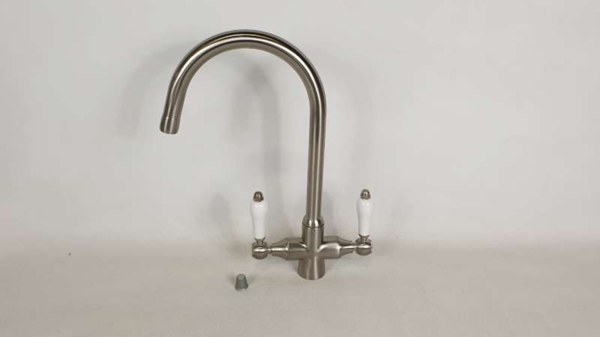 3 X COLONIAL BRUSHED STAINLESS STEEL DUAL LEVER TAPS - 36CM HIGH (TP1024)