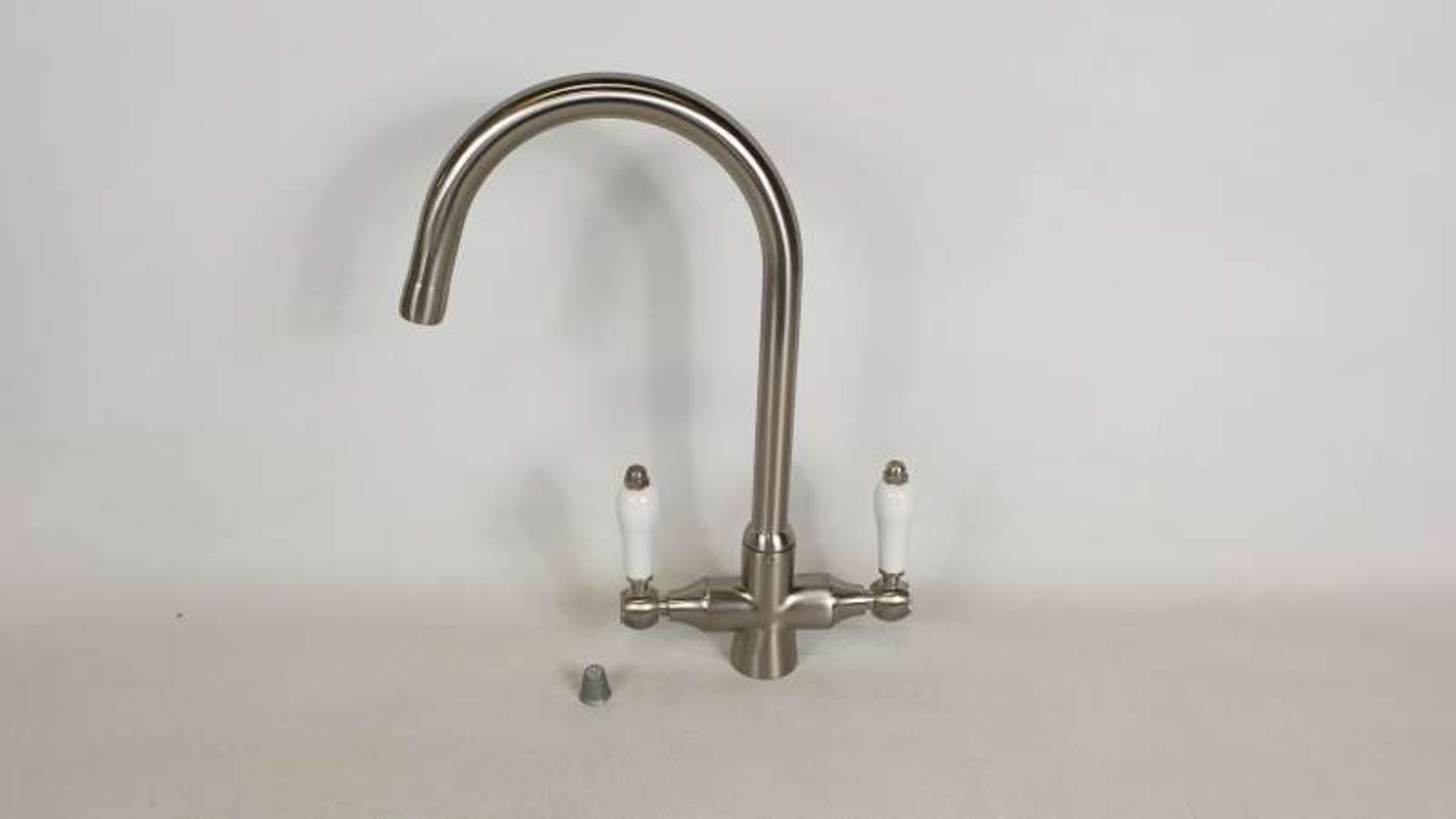 3 X COLONIAL BRUSHED STAINLESS STEEL DUAL LEVER TAPS - 36CM HIGH (TP1024)