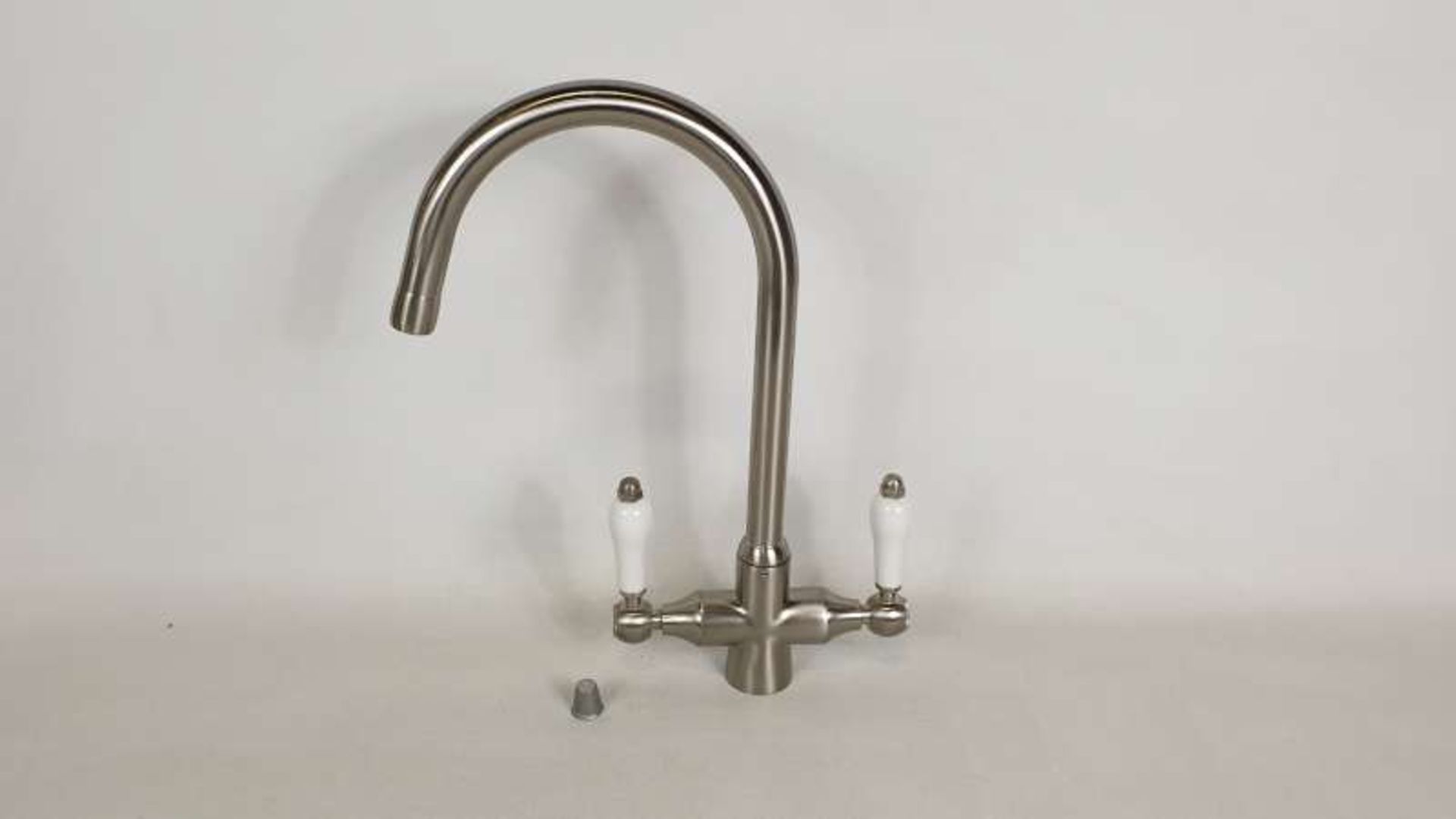 3 X COLONIAL BRUSHED STAINLESS STEEL DUAL LEVER TAPS - 36CM HIGH (TP1024)