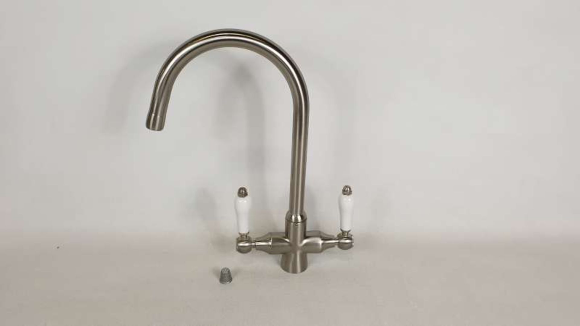 3 X COLONIAL BRUSHED STAINLESS STEEL DUAL LEVER TAPS - 36CM HIGH (TP1024)