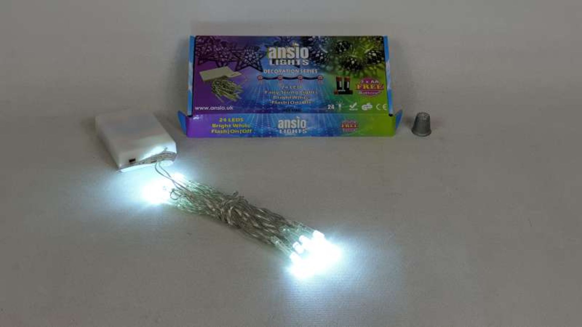 60 X BRAND NEW BOXED 24 LED COOL WHITE CHRISTMAS BATTERY OPERATED STRING FAIRY CHRISTMAS LIGHTS WITH