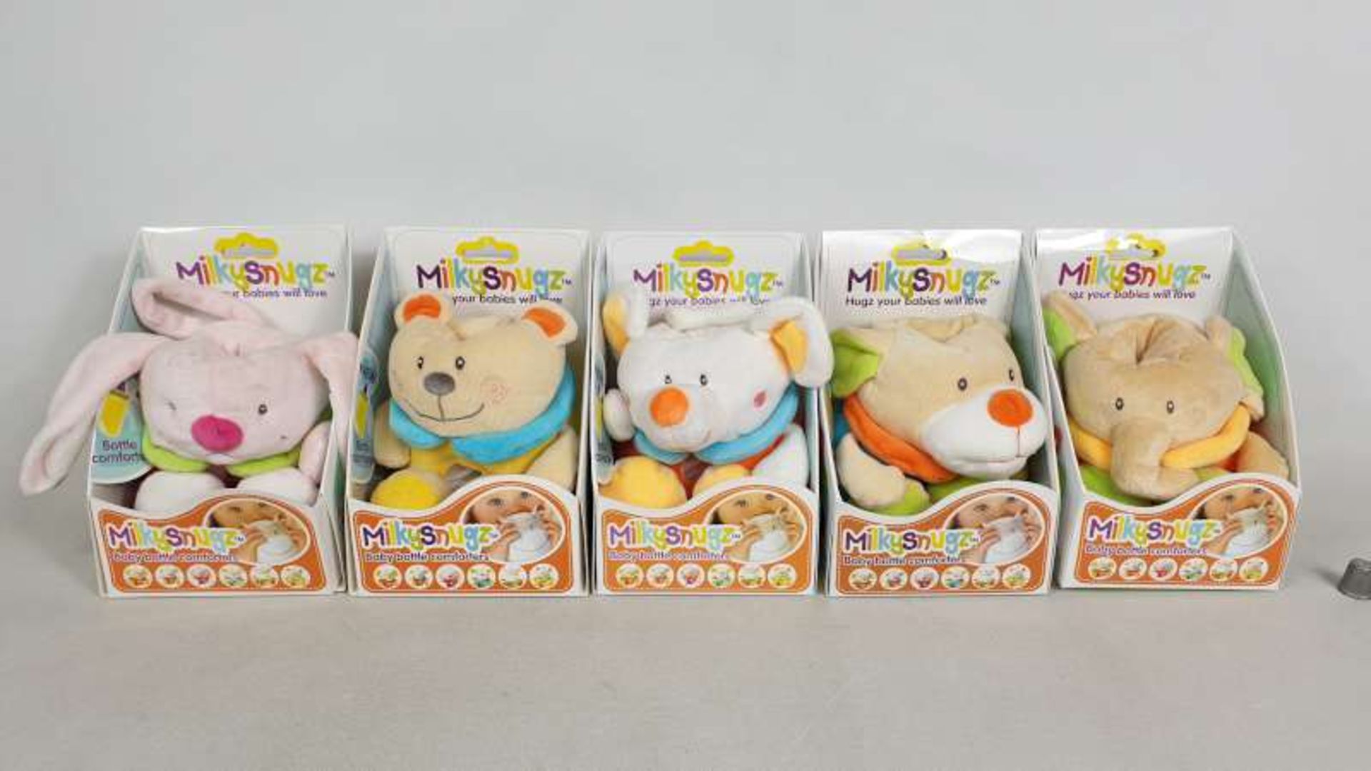 18 X BRAND NEW BOXED MILKYSNUGZ BABY BOTTLE COMFORTER INFANT SOOTHING CALMING TEDDIES MOUSE