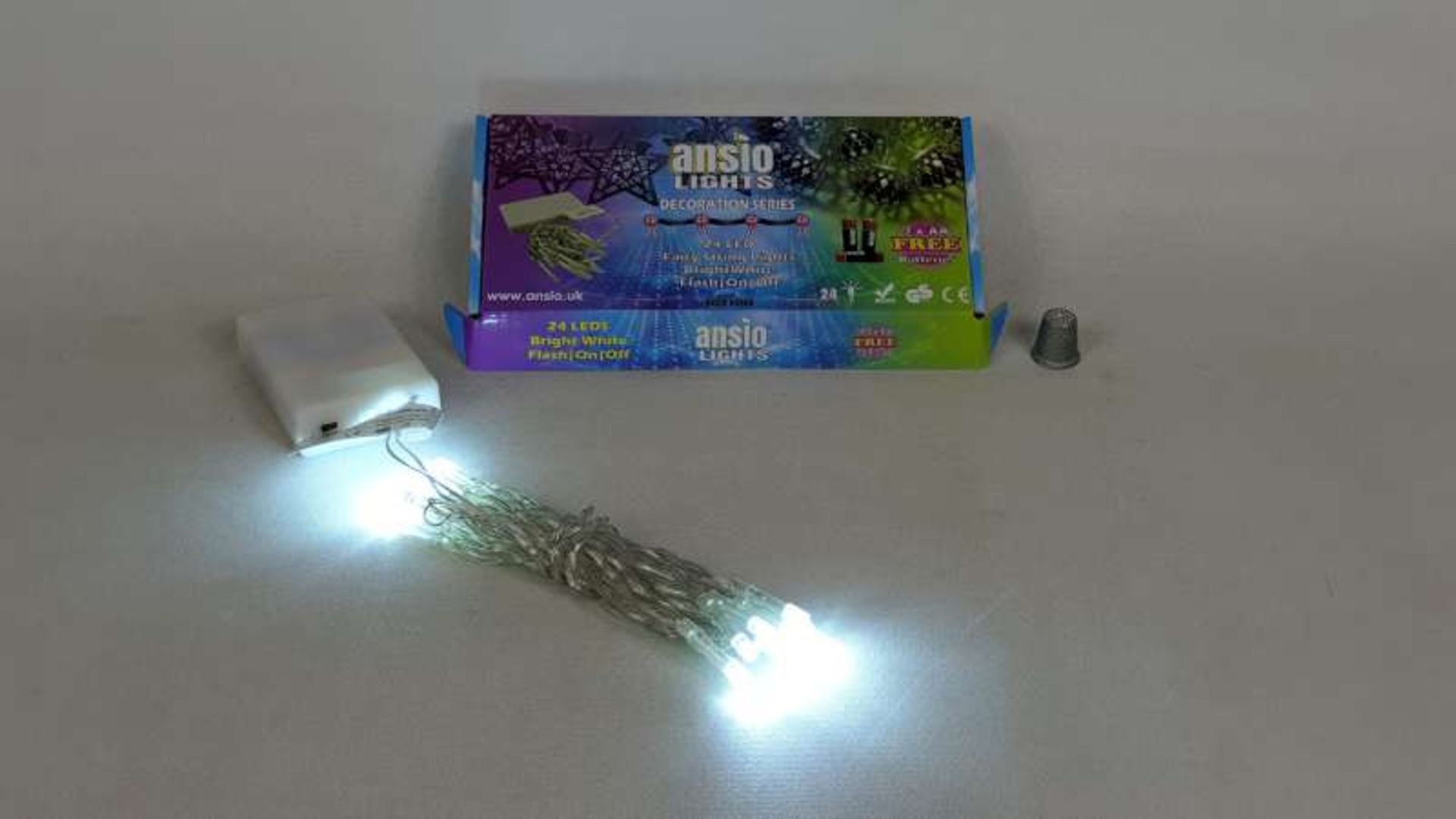 60 X BRAND NEW BOXED 24 LED COOL WHITE CHRISTMAS BATTERY OPERATED STRING FAIRY CHRISTMAS LIGHTS WITH
