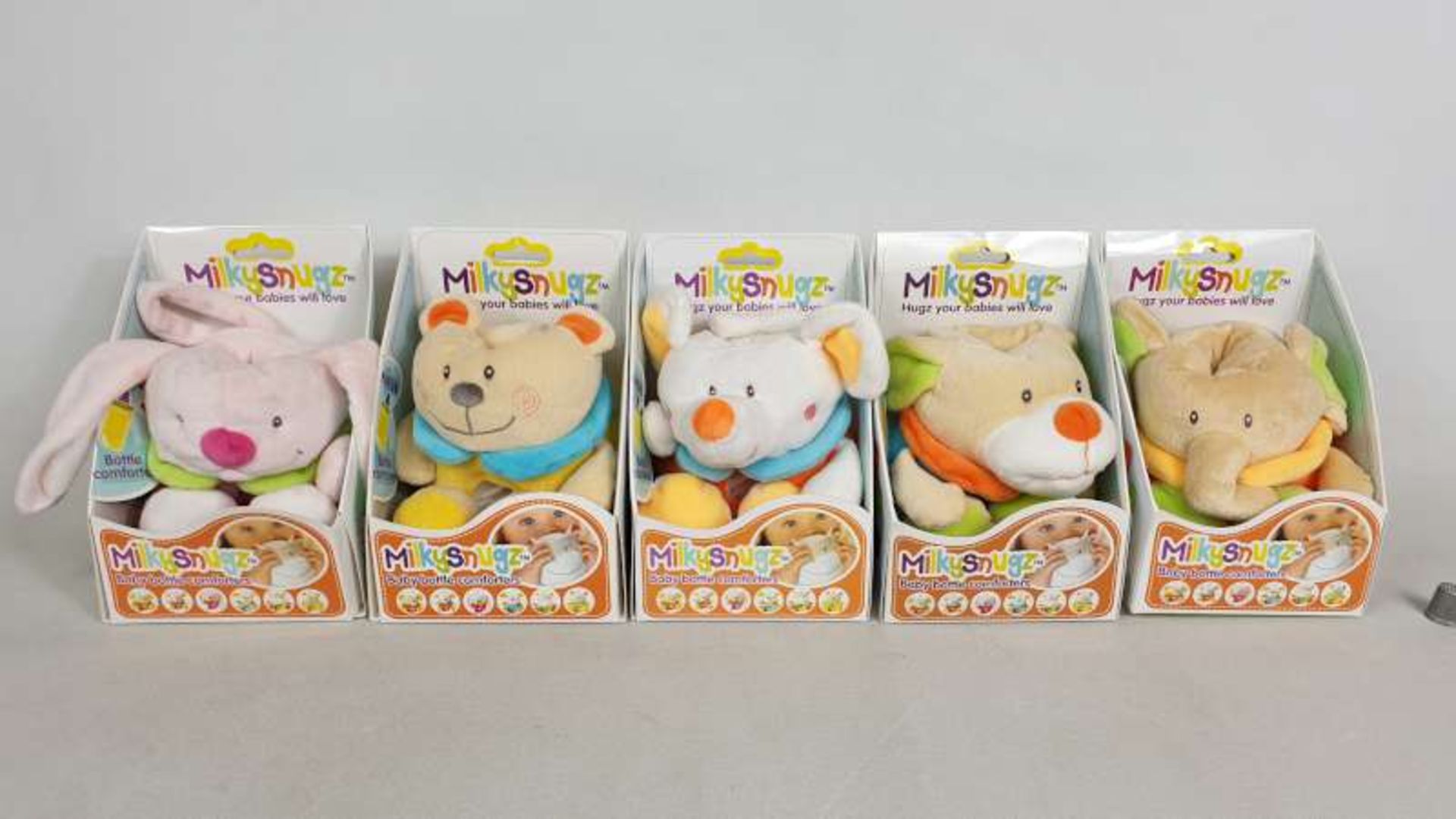 18 X BRAND NEW BOXED MILKYSNUGZ BABY BOTTLE COMFORTER INFANT SOOTHING CALMING TEDDIES MOUSE