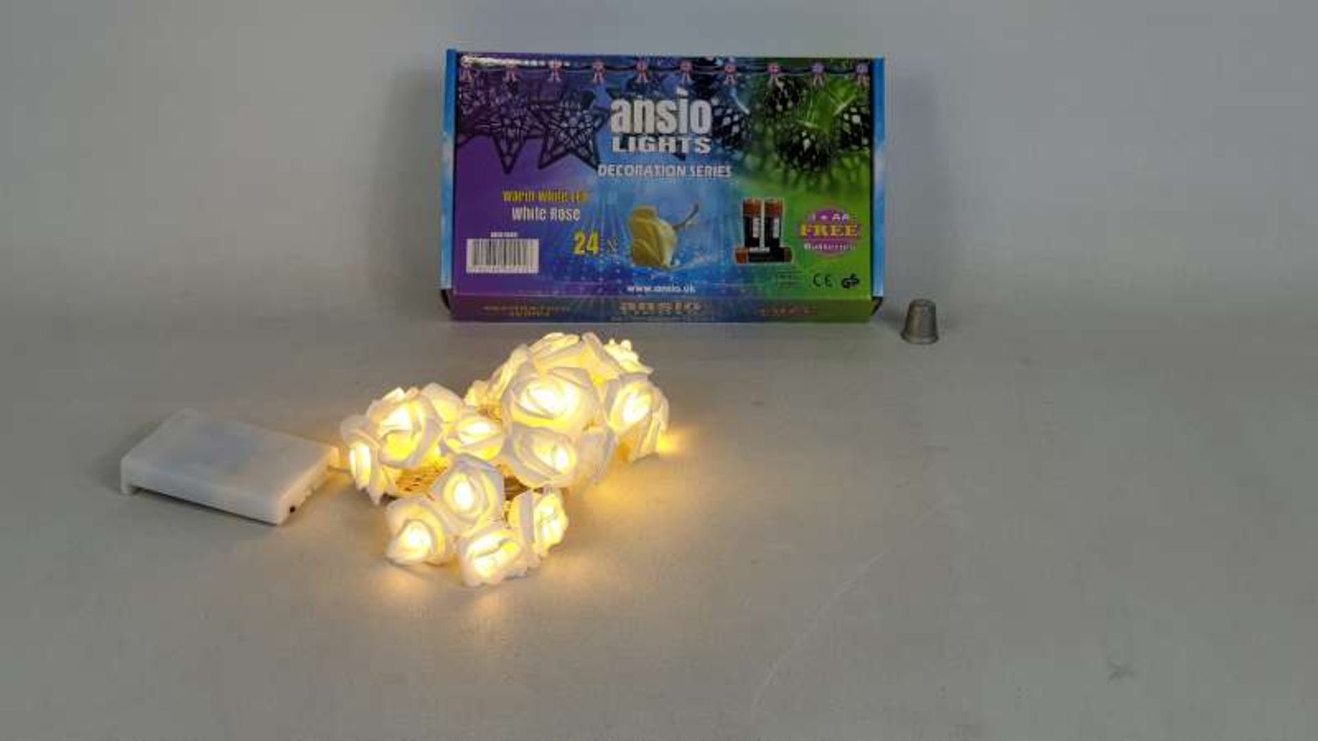 50 X BRAND NEW BOXED 24 LED BATTERY OPERATED WARM WHITE CLEAR WHITE ROSE CHRISTMAS LIGHTS (BATTERIES