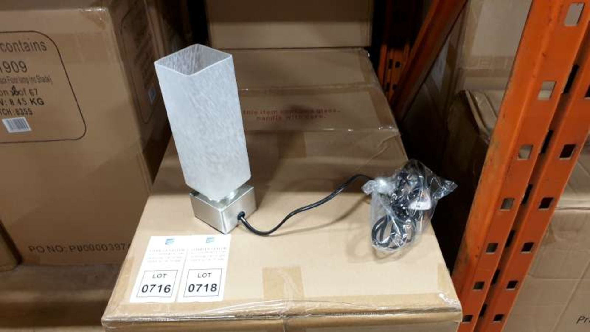 18 X BRAND NEW BOXED FROSTED GLASS DIMMING DESK LAMPS IN 2 BOXES