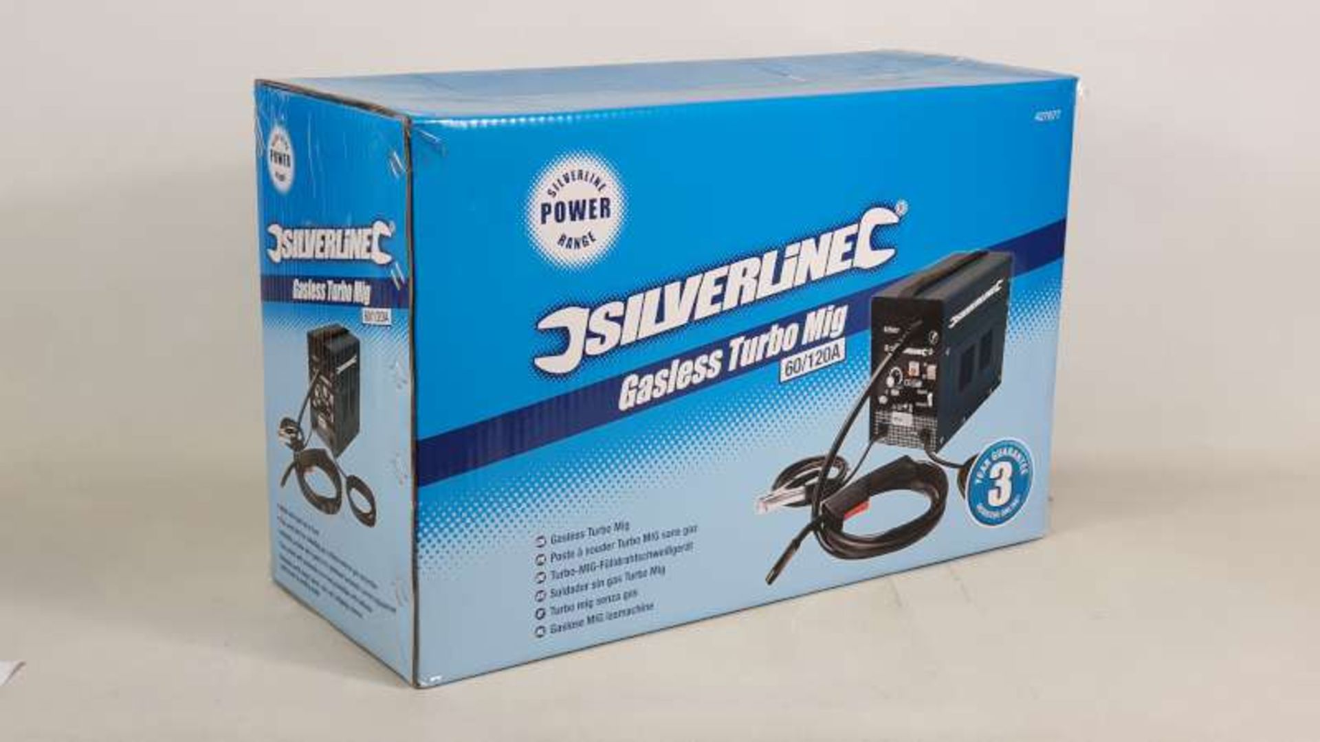 BRAND NEW BOXED SILVERLINE GASLESS TURBO MIG WELDER 60/120A WITH 3 YEAR MANUFACTURERS GUARANTEE