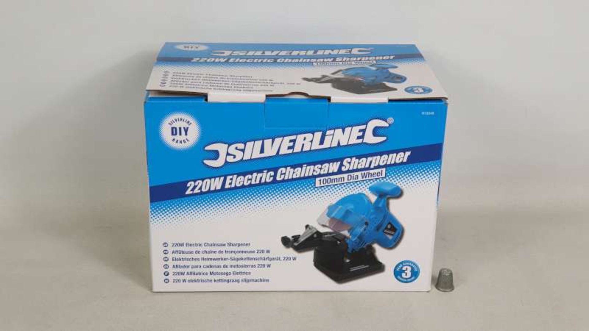 6 X BRAND NEW BOXED 220W ELECTRIC CHAINSAW SHARPENERS WITH 100MM DIAL WHEEL AND 3 YEAR MANUFACTURERS